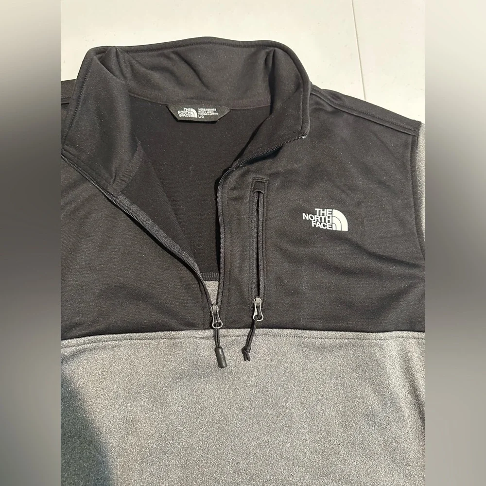 The‎ North Face Quarter Zip Pullover Men's Gray Black Jacket Large Pullover Soft